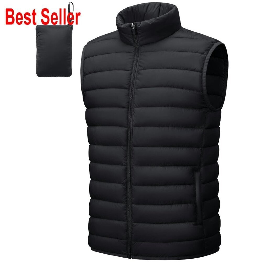 Men's Lightweight Packable Puffer Vest Windproof Water-Resistant Outdoor Travel